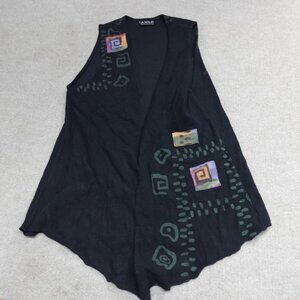 Ahni Womens Sweater 1 Black  Open Front Cardigan Knit Art to Wear